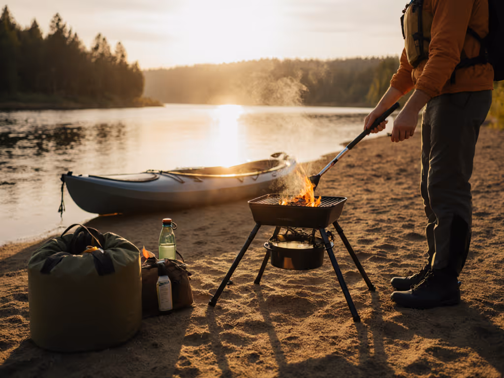 paddler_cooking_on_portable_grill_at_riverside_campsite_with_kayak_in_background