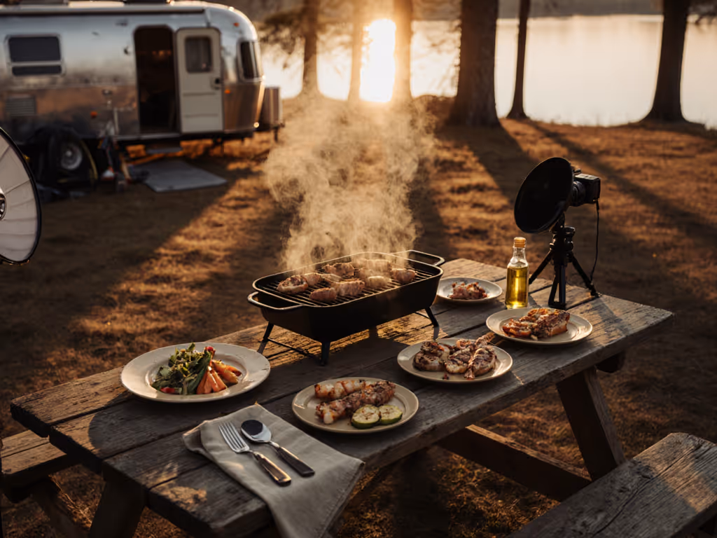 Portable Grill Food Styling: No Flare-Up Shots
